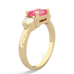 Lab Pink Sapphire Three Stone 14K Yellow Gold ring R5235