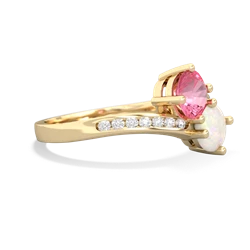 Lab Pink Sapphire Channel Set Two Stone 14K Yellow Gold ring R5303