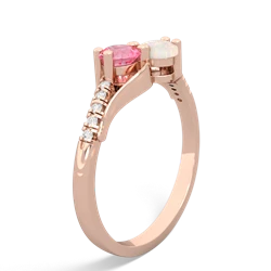 Lab Pink Sapphire Infinity Pave Two Stone 14K Rose Gold ring R5285