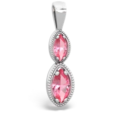 Lab Pink Sapphire Antique-Style Halo 14K White Gold pendant P5700