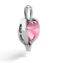 Lab Pink Sapphire Two Become One 14K White Gold pendant P5330