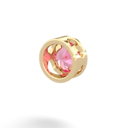 Lab Pink Sapphire 6Mm Slide 14K Yellow Gold pendant P3786