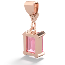 Lab Pink Sapphire Art Deco Dangle 14K Rose Gold pendant P1937