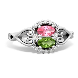 Lab Pink Sapphire Love Nest 14K White Gold ring R5860