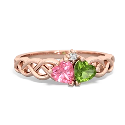 Lab Pink Sapphire Heart To Heart Braid 14K Rose Gold ring R5870