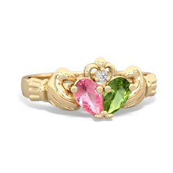 Lab Pink Sapphire 'Our Heart' Claddagh 14K Yellow Gold ring R2388