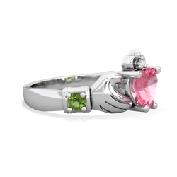 Lab Pink Sapphire Claddagh Keepsake 14K White Gold ring R5245