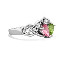 Lab Pink Sapphire 'One Heart' Celtic Knot Claddagh 14K White Gold ring R5322