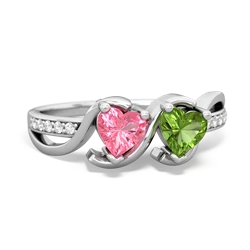 Lab Pink Sapphire Side By Side 14K White Gold ring R3090