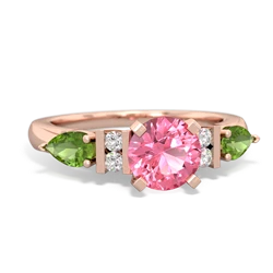 Lab Pink Sapphire 6Mm Round Eternal Embrace Engagement 14K Rose Gold ring R2005