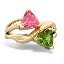 Lab Pink Sapphire Split Band Swirl 14K Yellow Gold ring R2341