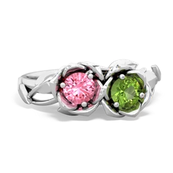 Lab Pink Sapphire Rose Garden 14K White Gold ring R5510