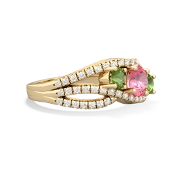 Lab Pink Sapphire Three Stone Aurora 14K Yellow Gold ring R3080