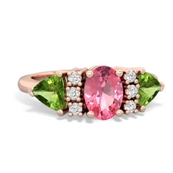 Lab Pink Sapphire Antique Style Three Stone 14K Rose Gold ring R2186