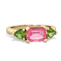 Lab Pink Sapphire Three Stone 14K Yellow Gold ring R5235