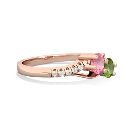 Lab Pink Sapphire Infinity Pave Two Stone 14K Rose Gold ring R5285