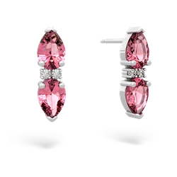 Lab Pink Sapphire Bowtie Drop 14K White Gold earrings E0865