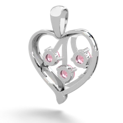 Emerald Glowing Heart 14K White Gold pendant P2233