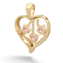 Lab Ruby Glowing Heart 14K Yellow Gold pendant P2233