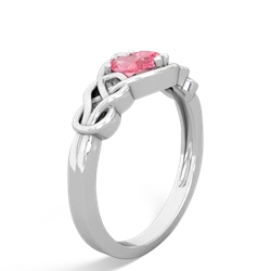 Lab Pink Sapphire Celtic Love Knot 14K White Gold ring R5420