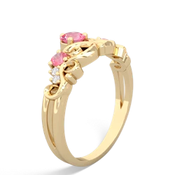 Lab Pink Sapphire Crown Keepsake 14K Yellow Gold ring R5740