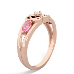 Lab Pink Sapphire Hearts Intertwined 14K Rose Gold ring R5880