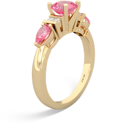 Pink Tourmaline 6Mm Round Eternal Embrace Engagement 14K Yellow Gold ring R2005