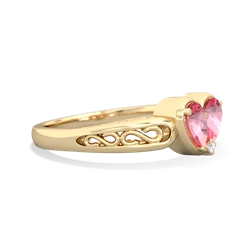 Lab Pink Sapphire Filligree 'One Heart' 14K Yellow Gold ring R5070