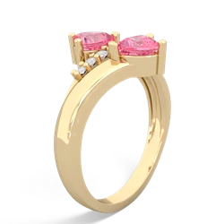 Lab Pink Sapphire Heart To Heart 14K Yellow Gold ring R2064