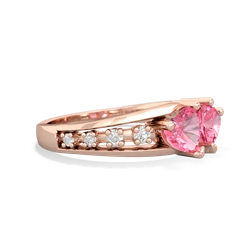 Lab Pink Sapphire Heart To Heart 14K Rose Gold ring R3342