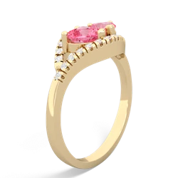 Lab Pink Sapphire Mother And Child 14K Yellow Gold ring R3010