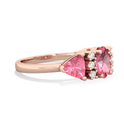 Pink Tourmaline Antique Style Three Stone 14K Rose Gold ring R2186