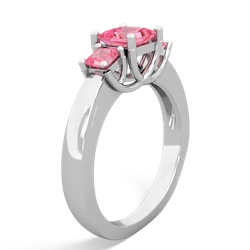 Garnet Three Stone Trellis 14K White Gold ring R4015