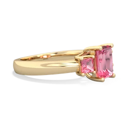 Garnet Three Stone Emerald-Cut Trellis 14K Yellow Gold ring R4021