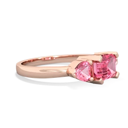 Lab Pink Sapphire Three Stone 14K Rose Gold ring R5235