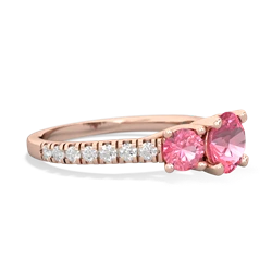 Lab Sapphire Pave Trellis 14K Rose Gold ring R5500