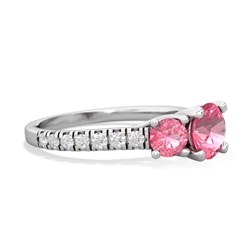 Lab Pink Sapphire Pave Trellis 14K White Gold ring R5500