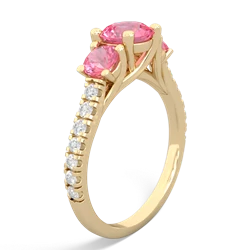 Lab Pink Sapphire Pave Trellis 14K Yellow Gold ring R5500