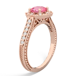 Lab Pink Sapphire Art-Deco Starburst 14K Rose Gold ring R5520