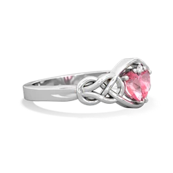 Lab Pink Sapphire Celtic Love Knot 14K White Gold ring R5420