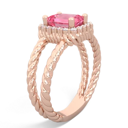 Lab Pink Sapphire Rope Split Band 14K Rose Gold ring R2628