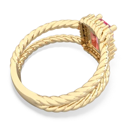 Lab Pink Sapphire Rope Split Band 14K Yellow Gold ring R2628