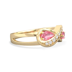 Lab Pink Sapphire Diamond Infinity 14K Yellow Gold ring R5390