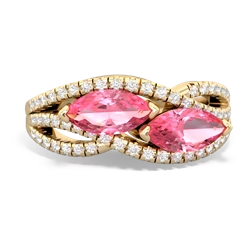 Lab Pink Sapphire Diamond Rivers 14K Yellow Gold ring R3070