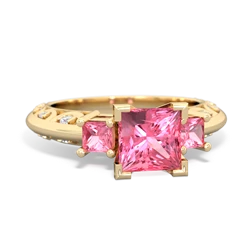 Lab Pink Sapphire Eternal Embrace Engagement 14K Yellow Gold ring C2001