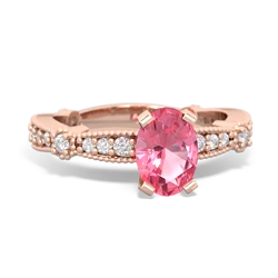 Lab Pink Sapphire Sparkling Tiara 7X5mm Oval 14K Rose Gold ring R26297VL