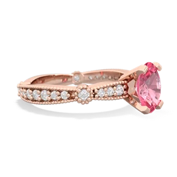 Lab Pink Sapphire Sparkling Tiara 8X6 Oval 14K Rose Gold ring R26298VL