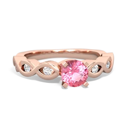 Lab Pink Sapphire Infinity 5Mm Round Engagement 14K Rose Gold ring R26315RD