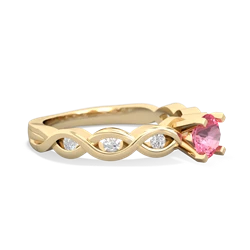 Lab Pink Sapphire Infinity 5Mm Round Engagement 14K Yellow Gold ring R26315RD