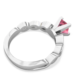 Lab Pink Sapphire Infinity 5Mm Square Engagement 14K White Gold ring R26315SQ